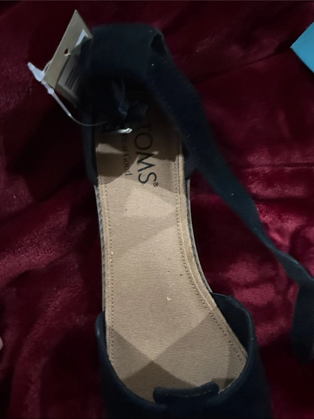 Toms Jaclyn Fisherman Black Kid Suede Women's Sandals